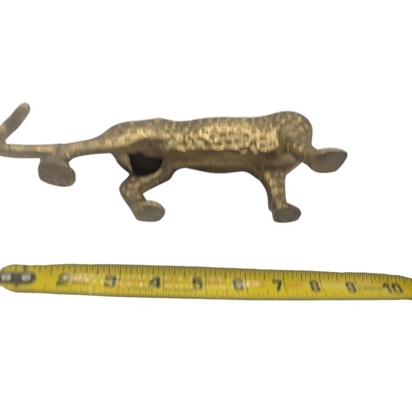 Leopard Cheetah Jaguar Cat Brass Gold tone Figurine Statue Metal Vintage - Picture 7 of 11
